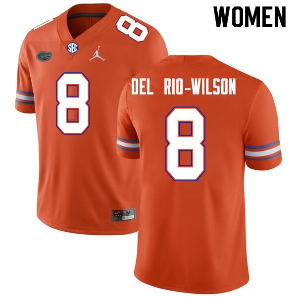 Women's NCAA Florida Gators Carlos Del Rio-Wilson #8 Stitched Authentic Nike Orange College Football Jersey VIO7565BX